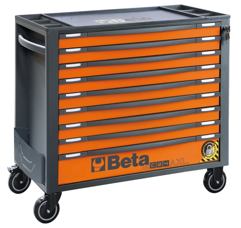 Mobile Roller Cab 9 Drawers Anti-Tilt System Long Model 1000kg Capacity - Beta Tools RSC24AXL/9-R