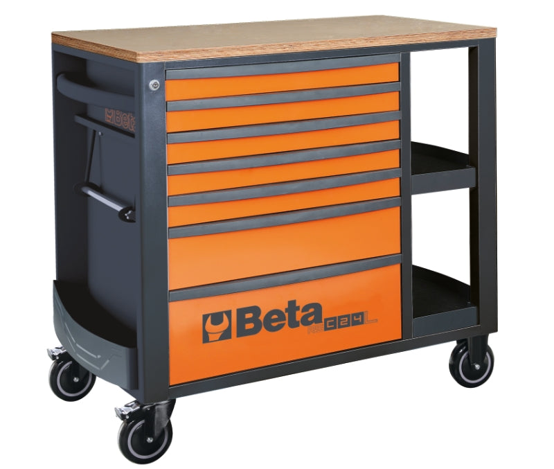 Mobile Roller Cab 7 Drawers Side Shelves 1100kg Capacity - Beta Tools RSC24L/7-A