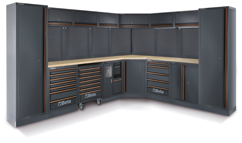 Workshop Equipment Combination with Wood Worktops, Drawers, Tool Panels, and Cabinets - BetaC45PRO C45PRO DW