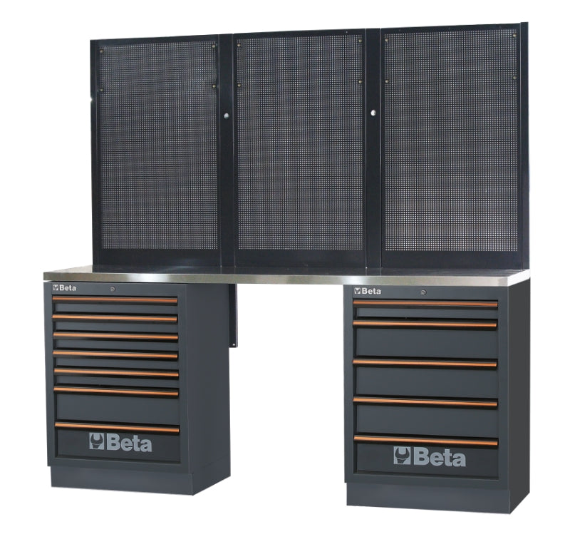 Workbenches with Stainless Steel Worktop, Drawers, and Tool Panels - BetaC45PRO C45PRO BPX-2,0