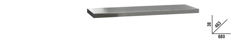 Stainless Steel Coated MDF Worktop 680x463x38mm for Workbench - BetaC45PRO C45PX/1-0,7MT