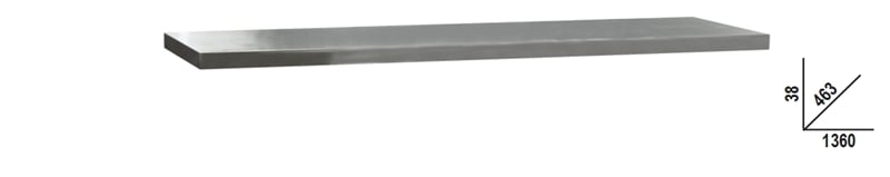 Stainless Steel Coated MDF Worktop 1360x463x38mm for Workbench - BetaC45PRO C45PX/2-1,3MT