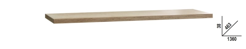 Multi-Ply Wood Worktop 1360x463x38mm for Workbench - BetaC45PRO C45PW/2-1,3MT
