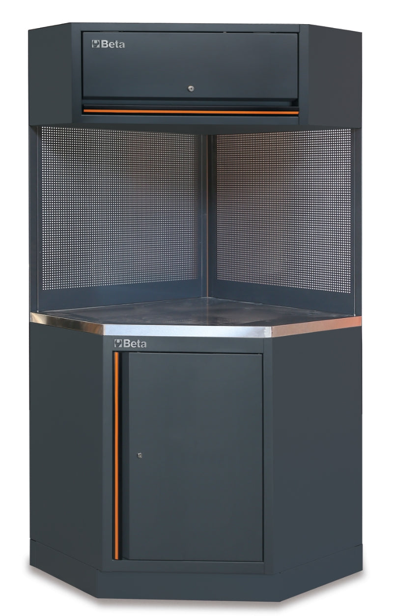 Self-Supporting Corner Unit with Cabinet, Tool Panels, and Worktop for Workshop - BetaC45PRO C45PRO CORNER/X