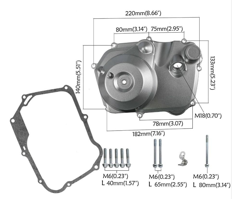 CLUTCH COVER 125cc LIFAN, ELECTRIC START MODELS, CHECK SIZES