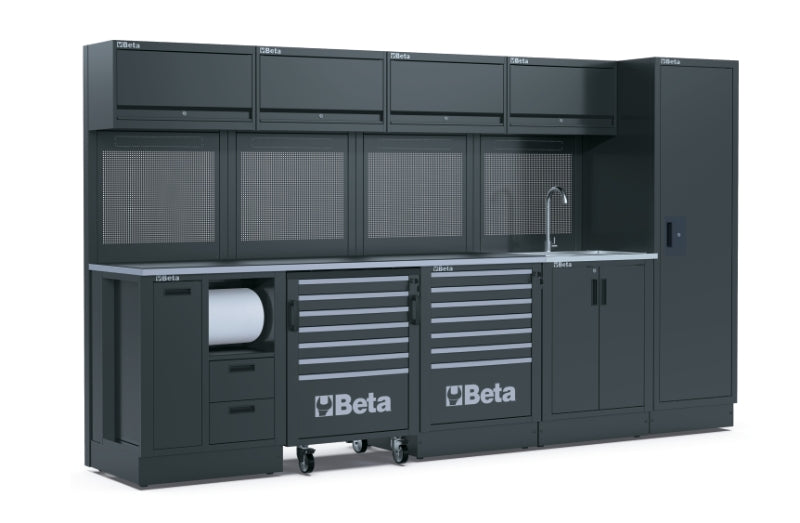 Workshop Equipment Combination RSC50 with 2.240mm Worktop, Drawers, Roller Cab, Sink, and Tool Panels - BetaRSC50 RSC50 H