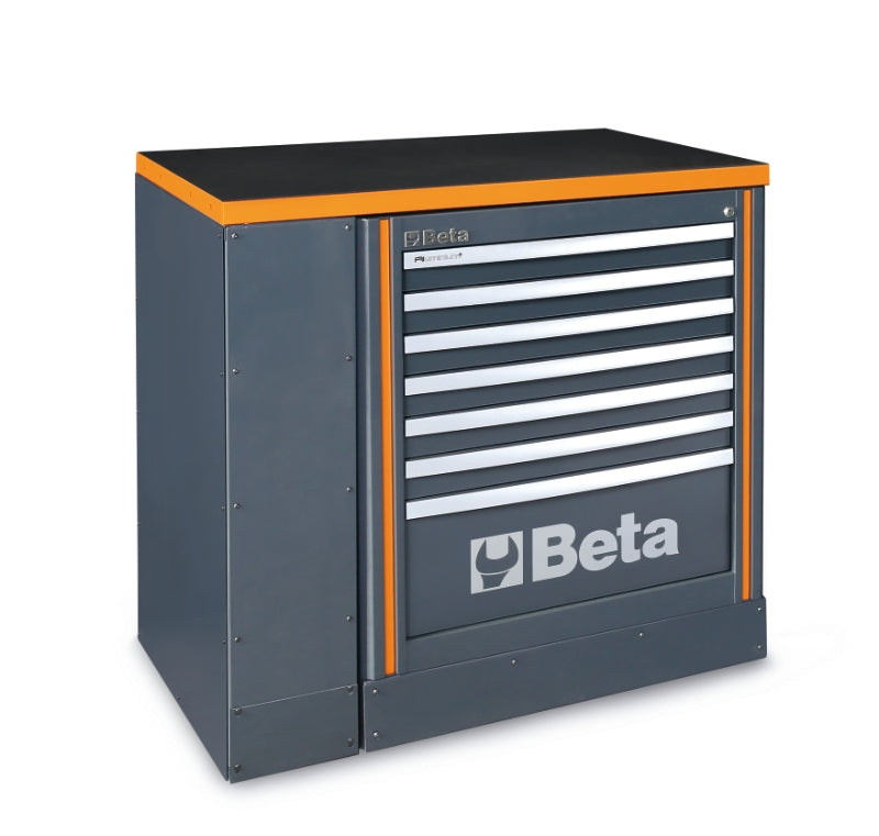 Workbench 1m with 7-Drawer Fixed Module, Shockproof PVC Worktop, Adjustable Feet, 1024x700mm - BetaRSC55 C55BO/1