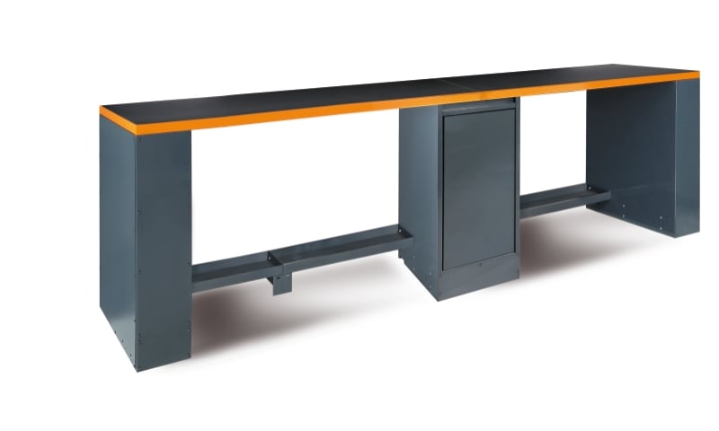 Double 4m Workbench with Central Leg, Shockproof PVC Worktop, Adjustable Feet, 4100x700mm - BetaRSC55 C55BG/D4