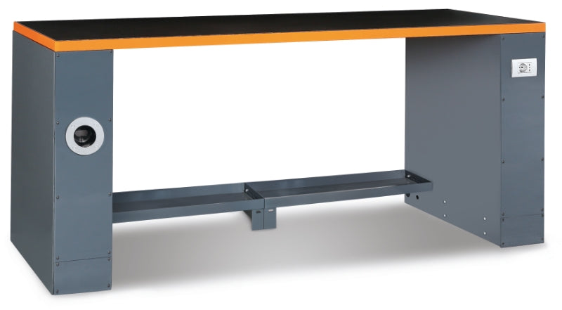 2m Workbench with Shockproof PVC Worktop, Built-In Sockets, Hose Reel, Adjustable Feet, 2050x700mm - BetaRSC55 C55PRO BG/2