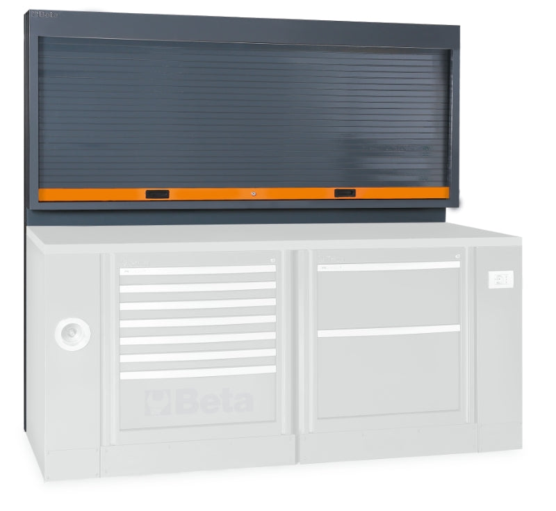 Tool Wall System with Lockable Adjustable Shutter, Perforated Panel, 50-Hook Kit, Fits 2m Workbench - BetaRSC55 C55PS-G