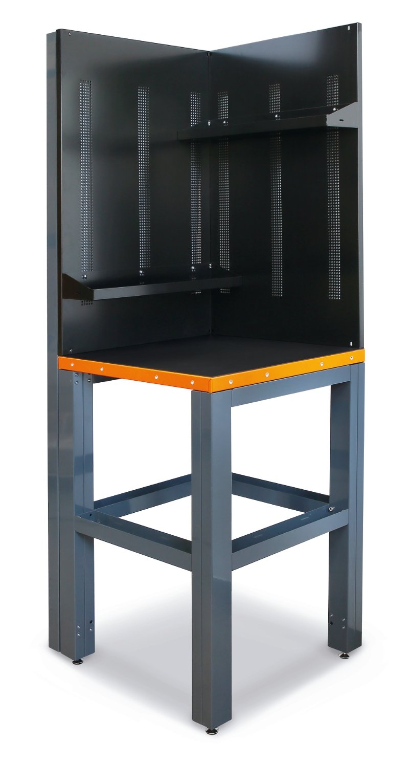 Self-Supporting Complete Corner Worktop, 700x700mm, with Tool Wall Systems and Fixing Shelves - BetaRSC55 C55AC-O
