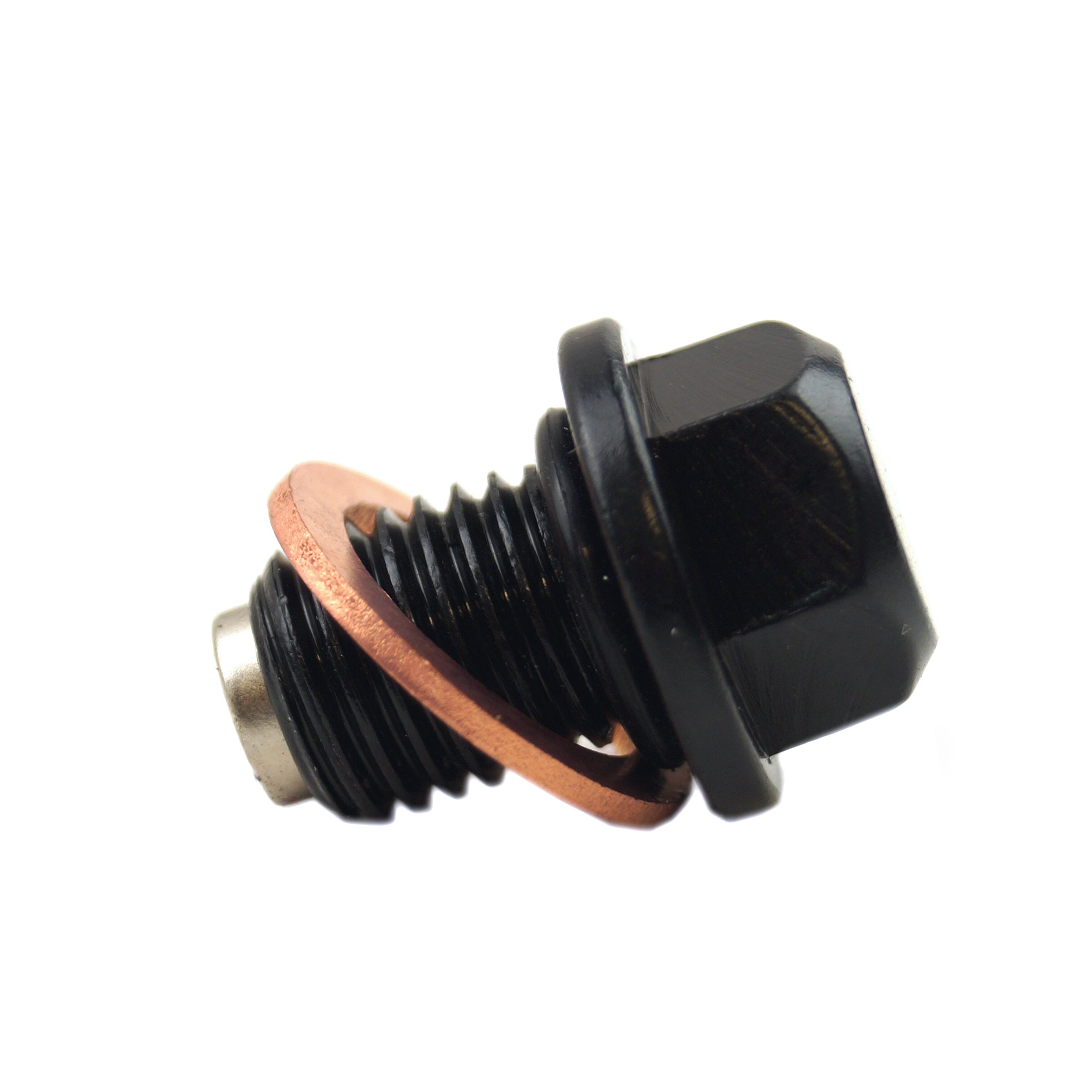 DRAIN PLUG M12X1.50mm ALUMINIUM BLACK MAGNETIC M12 HEX