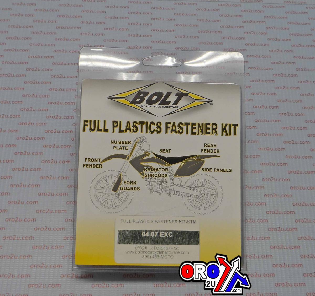 PLASTIC BOLT KIT KTM EXC 04-07, BOLT HARDWARE KTM-0407EXC