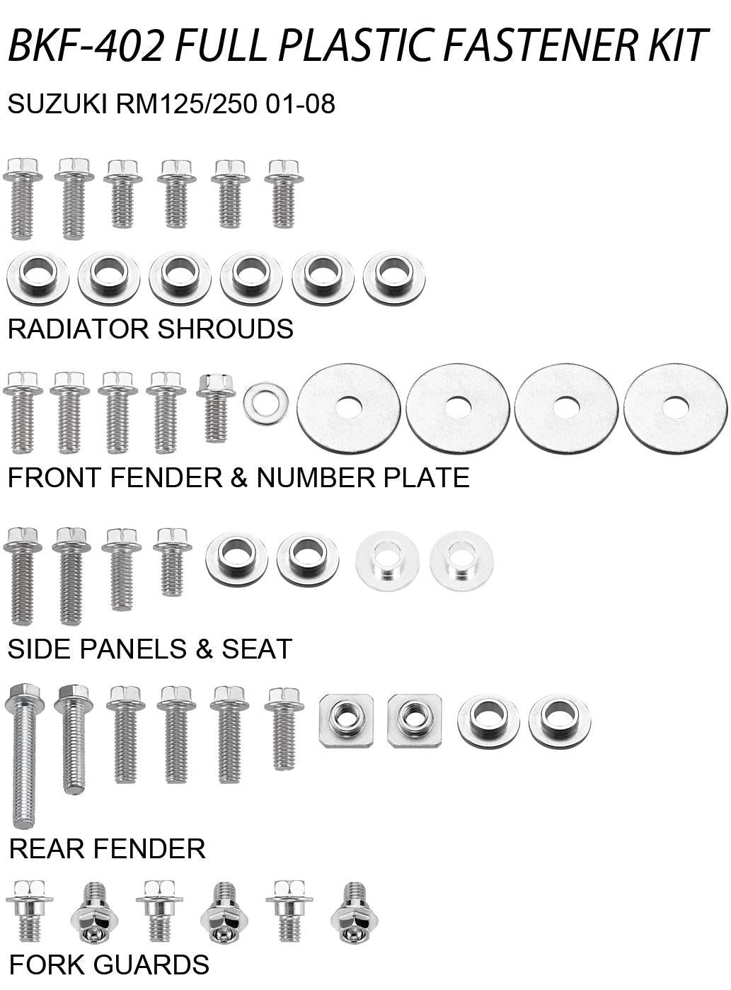 PLASTIC BOLT KIT SUZUKI STYLE, FULL PLASTIC FASTENER KIT