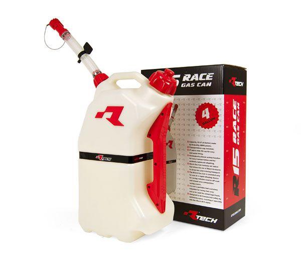 RTECH R15 FUEL CAN 15Ltr. WHITE/RD, RTECH R-GASCARS0017 JUG, JERRY CAN
