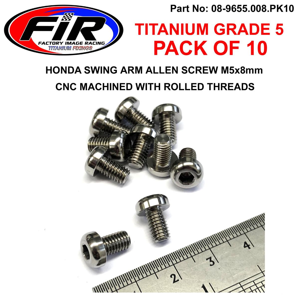 GR5 M5X8mm PAN HEAD ALLEN, PACK OF 10 / HONDA SWING ARM, 93500-05008-0G & 90115-KV3-700