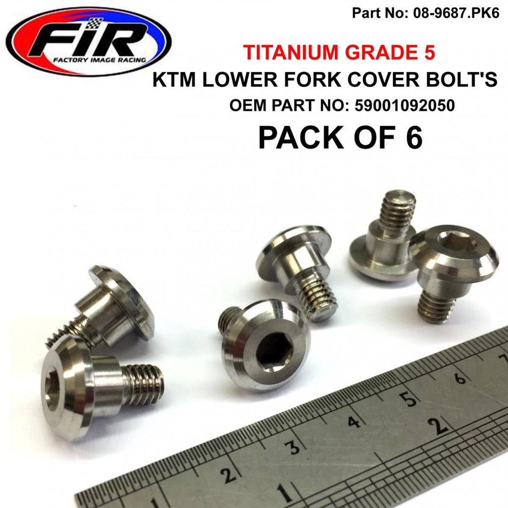 FORK COVER BOLTS KTM SET OF 6, TITANIUM GRADE 5 / OEM PART NO: 59001092050