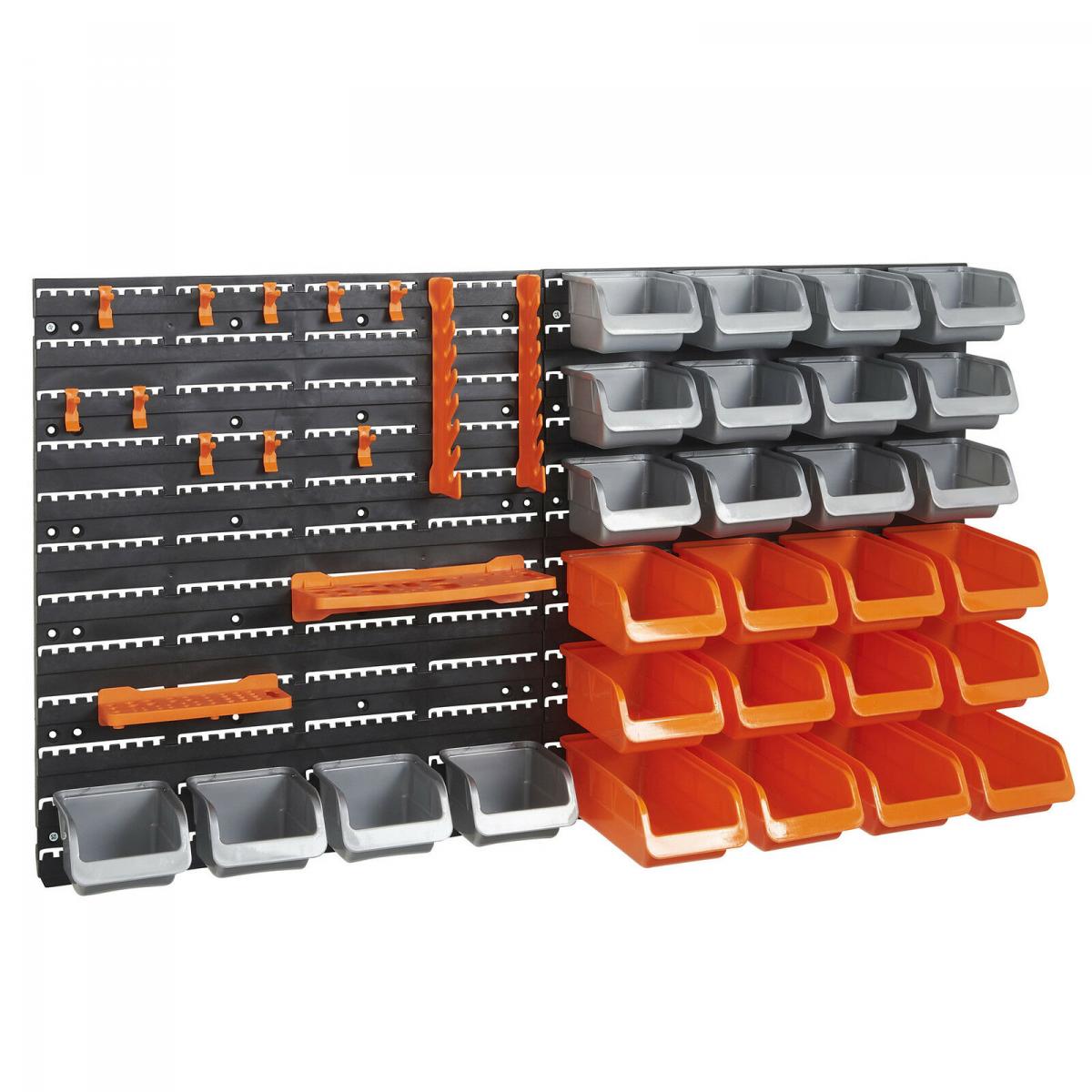 44 BIN STORAGE RACK SOLUTION, Garage Organiser Storage Rack Bin Hook Panel Set, BR43F