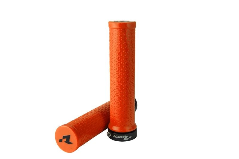 BIKE BICYCLE LOCK ON GRIPS - NEON ORANGE - RTECH B-MPRBIKEAN20