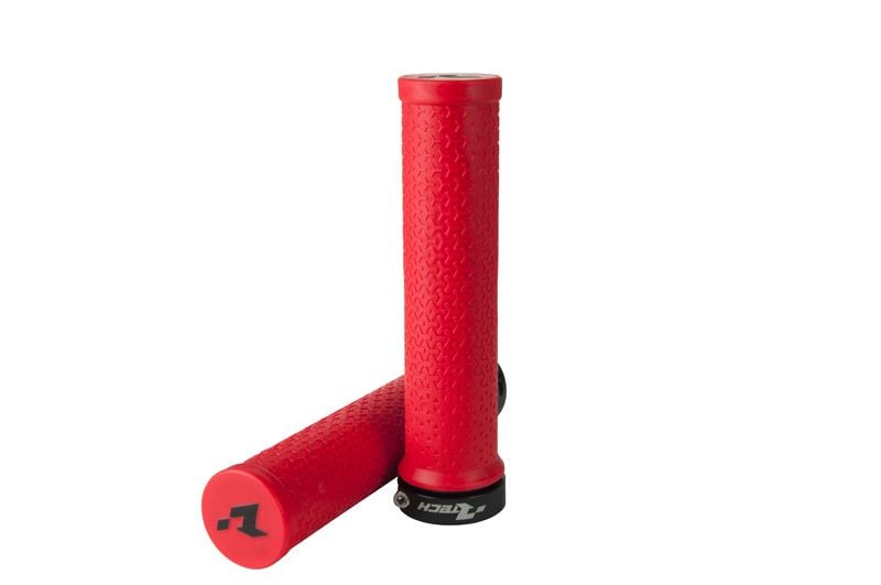 BIKE BICYCLE LOCK ON GRIPS - NEON RED - RTECH B-MPRBIKERF20
