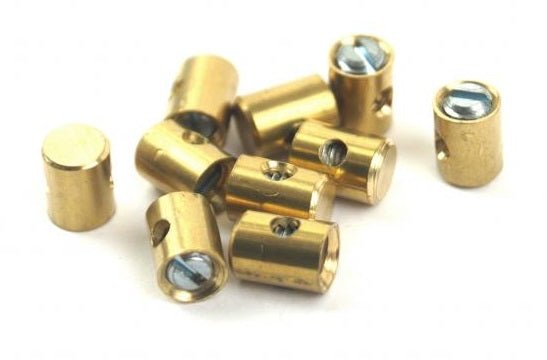 SOLDERLESS NIPPLE 5.5mm DIA x BARREL 7mm BRASS GRUB SCREW - PACK OF 10