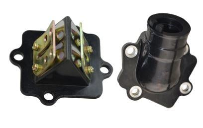 INTAKE FLANGE MANIFOLD & REED BLOCK, POL PREDATOR SCRAMBLER/YAM JOG 50 2 STORKE SCOOTER