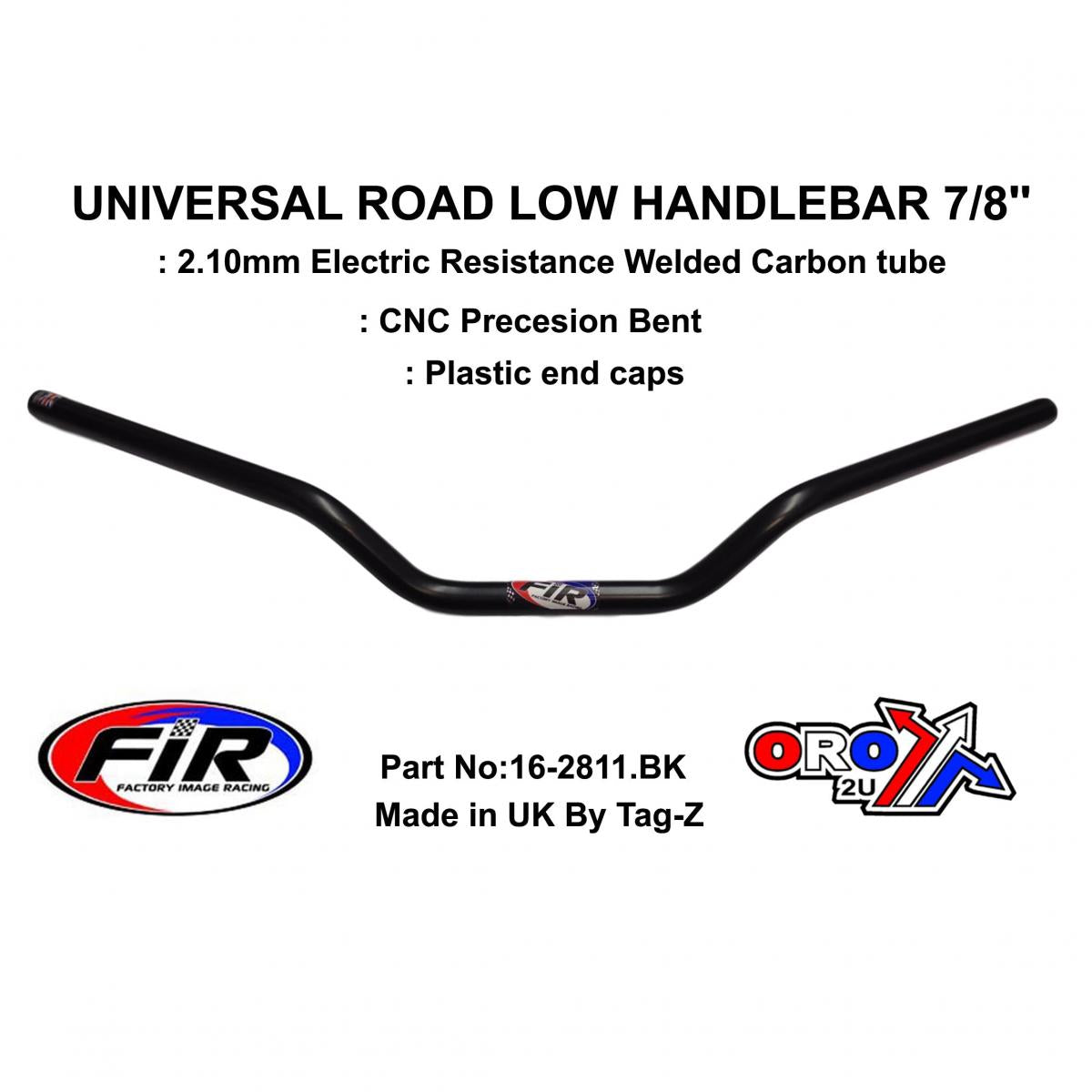 ROAD LOW HANDLEBAR 7/8'', S/BIKE SPORTS UNIVERSAL MAT BK, / REN REF : 754-01