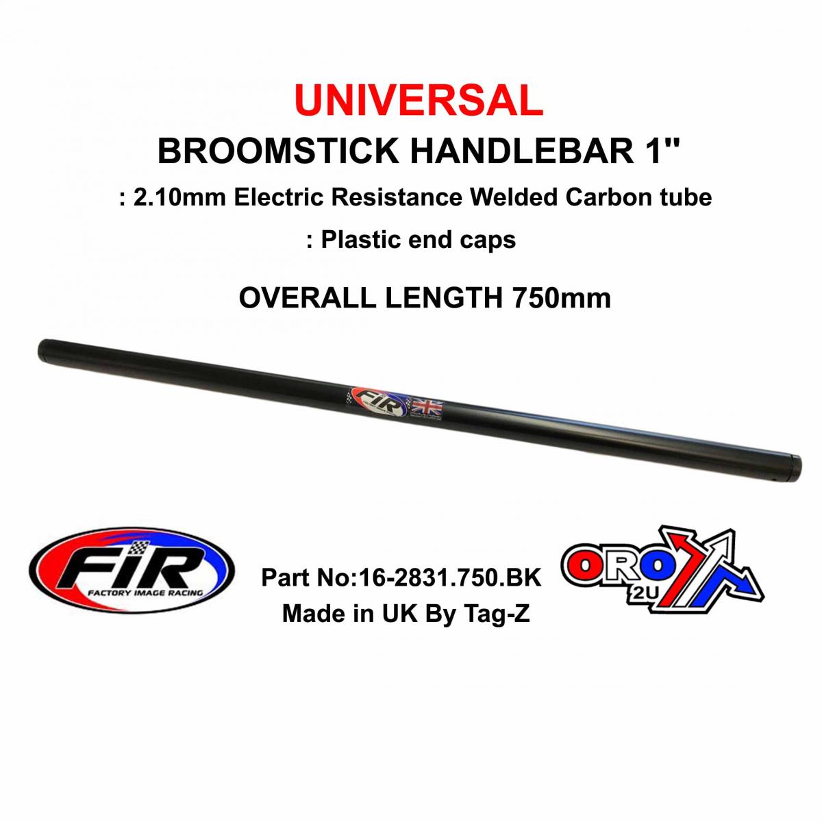 BROOMSTICK HANDLEBAR 1'' 750mm, FITTMENT UNIVERSAL / MATT BLACK / EACH