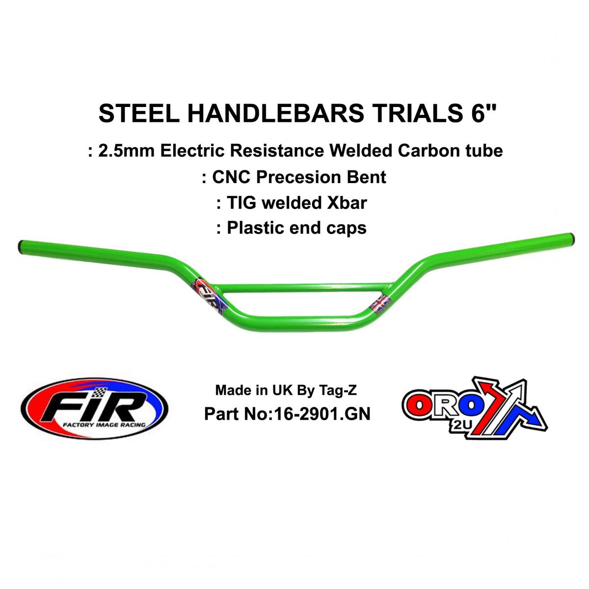 STEEL HANDLEBARS TRIALS 6, / GREEN22mm 7/8, REF 48-768 / 768-02