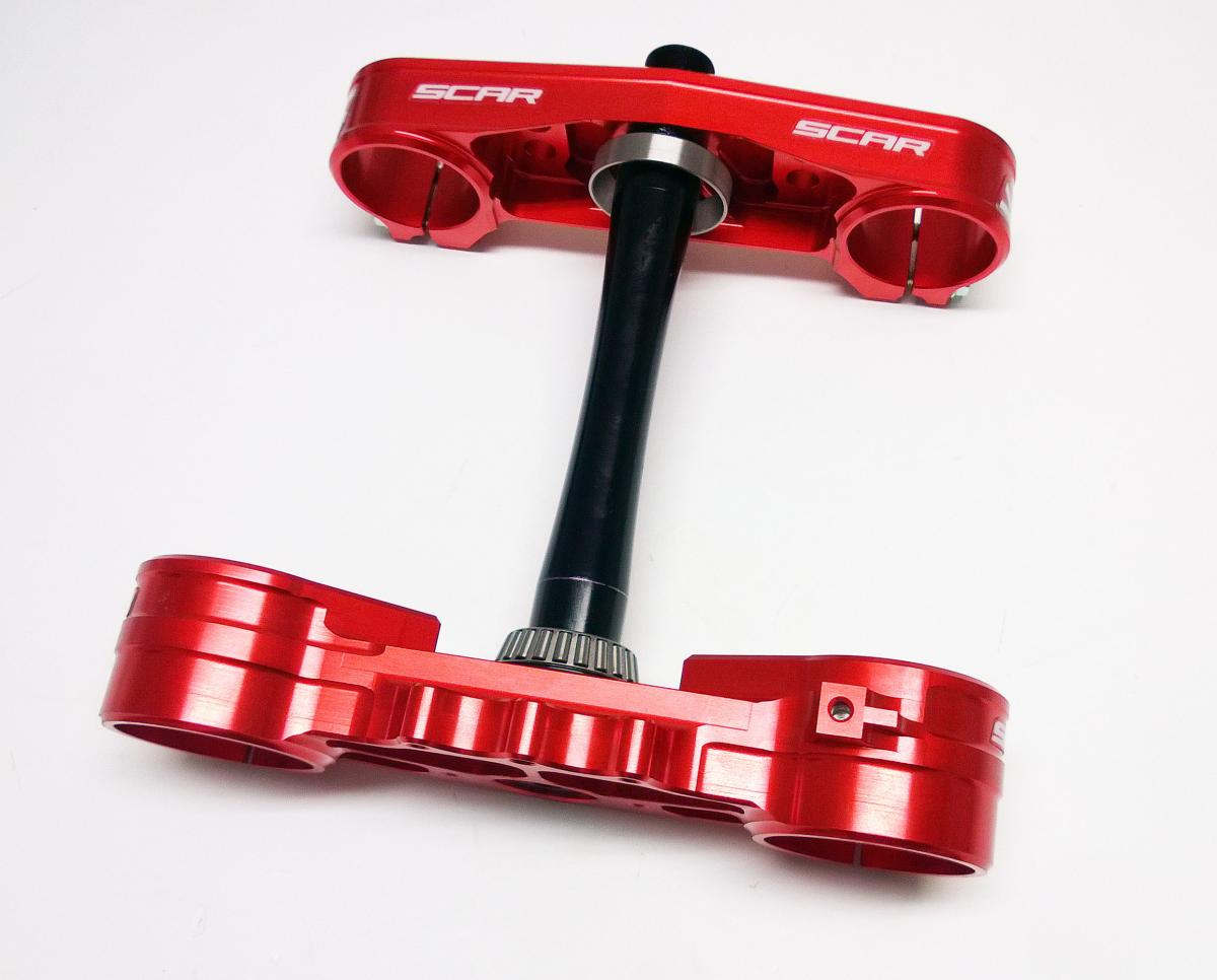 TRIPLE CLAMPS 22 RED CR 250 R, OEM OFFSET SCAR S2418 97-07, 53219-KZ3-J20 53300-KZ4-J20