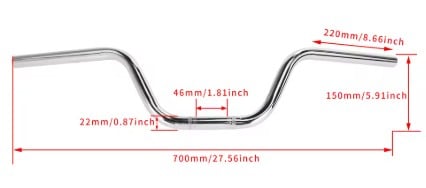 HANDLEBAR 22mm 7/8 RETRO DRAG IRON HARLEY HONDA YAMAHA SPORTSTER CAFE RACER