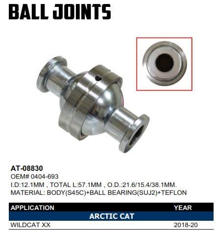 BALL JOINT FRONT A-ARM 0404-693, BRONCO AT-08830, WILDCAT XX 2018-20