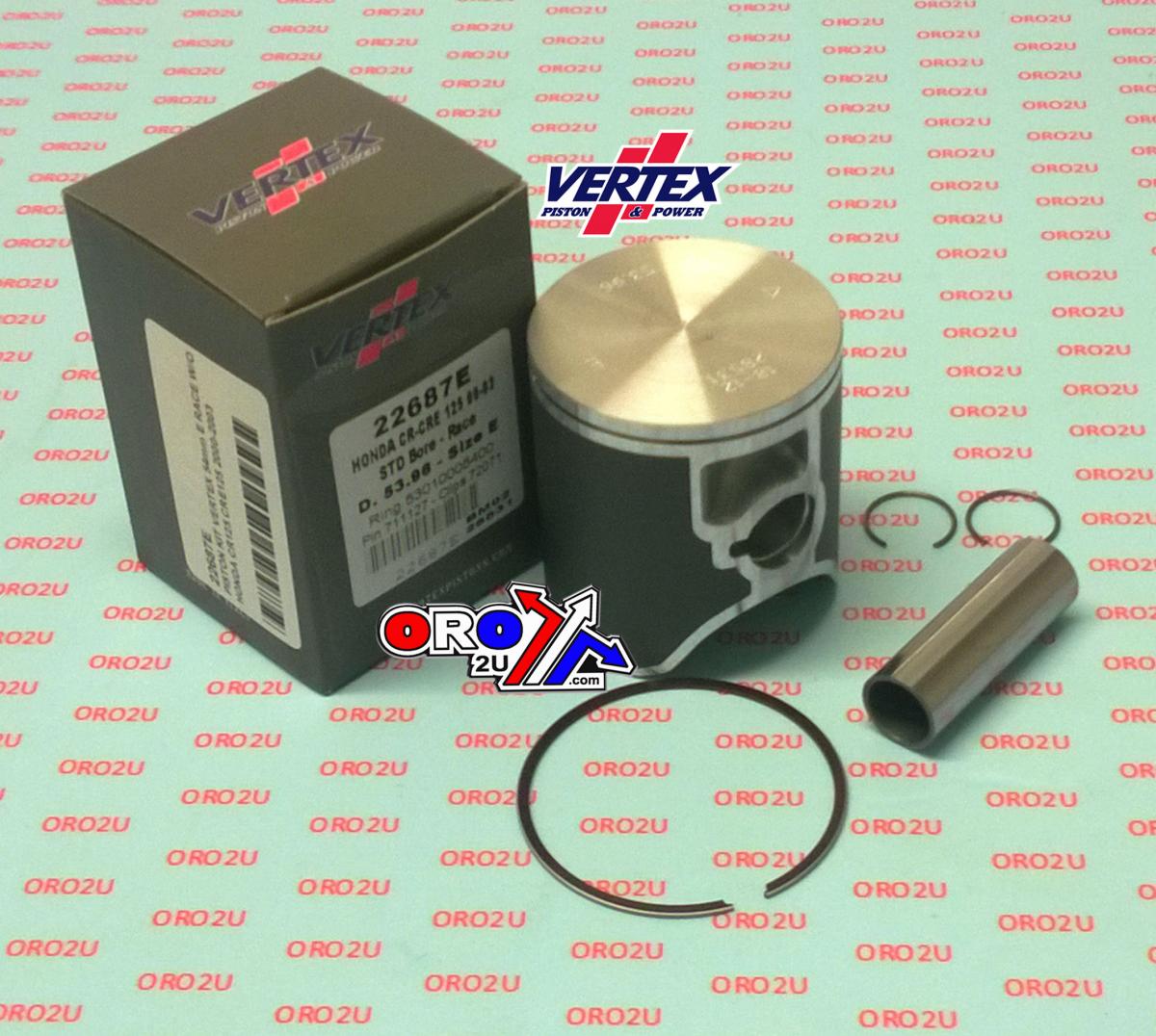 PISTON KIT VERTEX 54.0 D HONDA CR/CRE 125 00-03 RACE, VERTEX 22687D W/O PORT