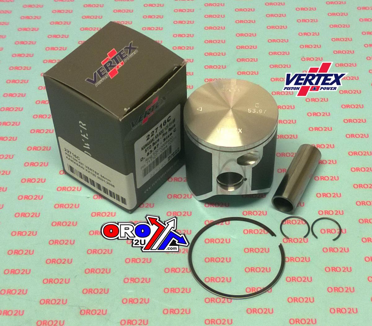 PISTON KIT VERTEX 54.0 C KAWASAKI KX 125 01-08 PRO RACE, VERTEX 22716C