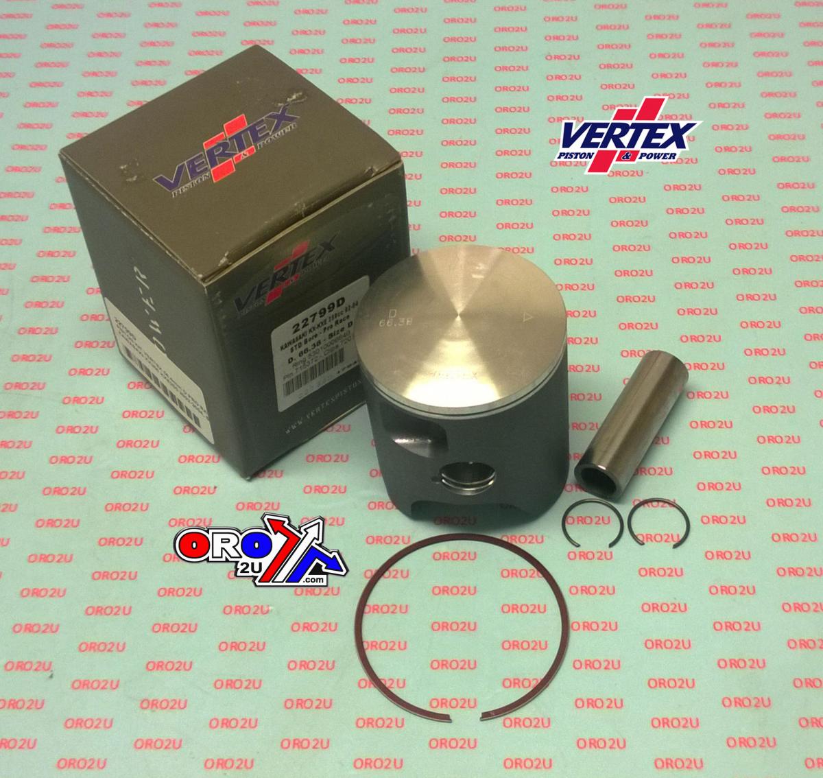 PISTON KIT VERTEX 66.4 D KAWASAKI KX/KXE 250 02-04 PRO RACE, VERTEX 22799D SINGLE RING