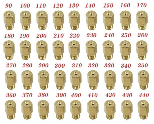 36pcs HEX MAIN JETS MIKUNI CARBURETTOR NOZZLE SIZE 90-440 HEXAGON TYPE