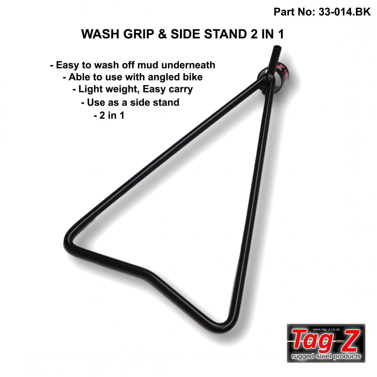 WASH GRIP & SIDE STAND 2 IN 1, TRIANGLE & GRIP STAND - BLACK