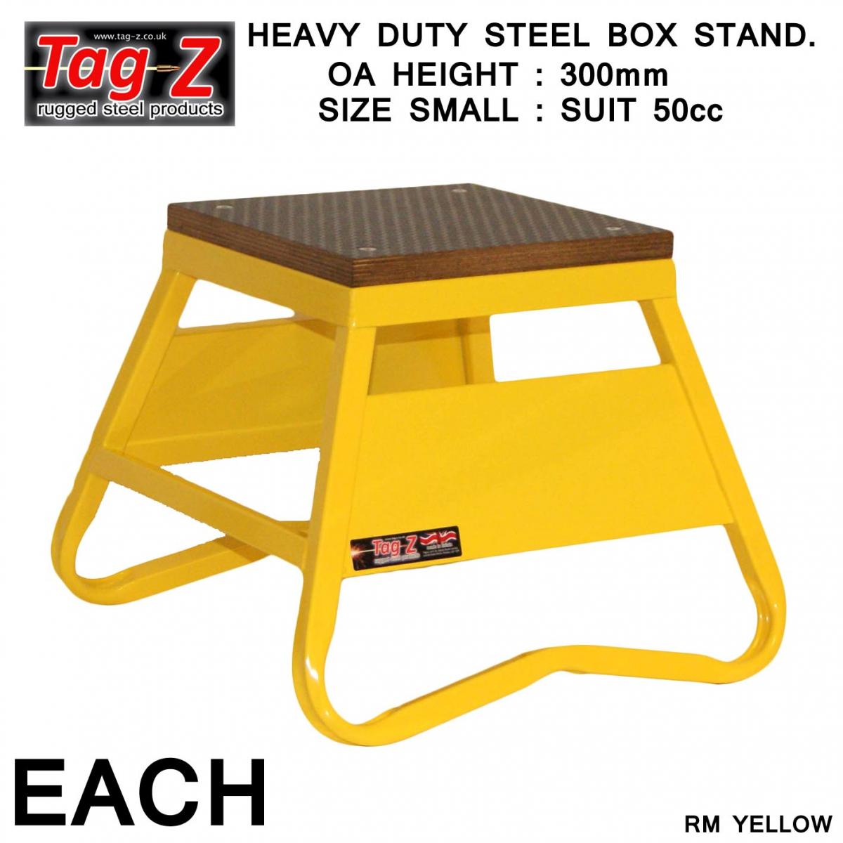 HEAVY DUTY STEEL BOX STAND MX, SMALL / 300mm HIGH MX STAND, YELLOW