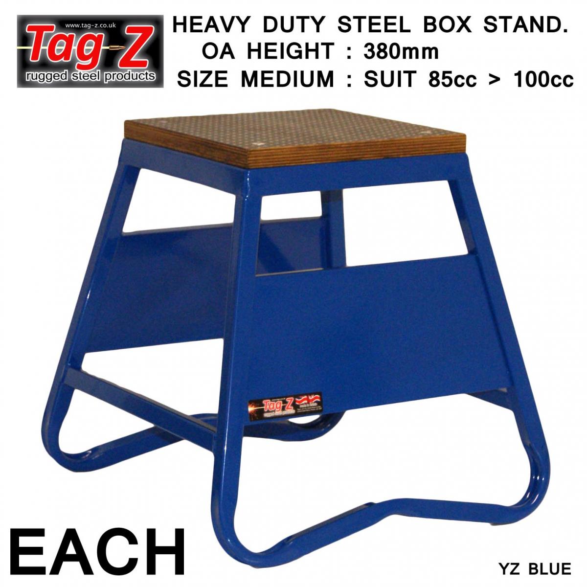 HEAVY DUTY STEEL BOX STAND MX, MEDIUM / 380mm HIGH MX STAND, BLUE