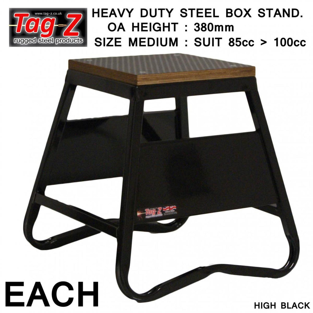 HEAVY DUTY STEEL BOX STAND MX, MEDIUM / 380mm HIGH MX STAND, BLACK