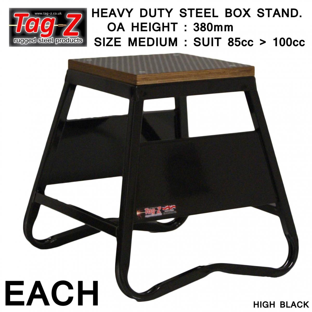 HEAVY DUTY STEEL BOX STAND MX, MEDIUM / 380mm HIGH MX STAND, BLACK