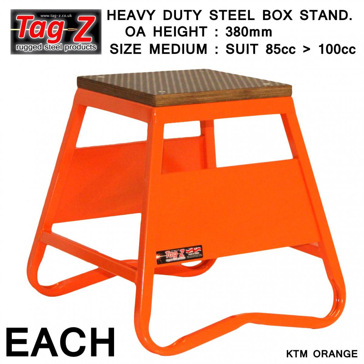 HEAVY DUTY STEEL BOX STAND MX, MEDIUM / 380mm HIGH MX STAND, ORANGE