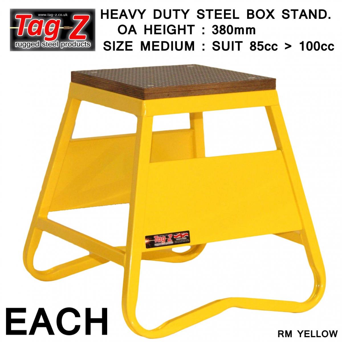 HEAVY DUTY STEEL BOX STAND MX, MEDIUM / 380mm HIGH MX STAND, YELLOW