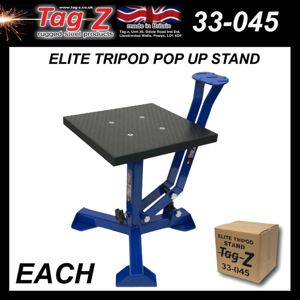 ELITE TRIPOD POP UP STAND, BIG FEET / GLOSS BLUE / TAG-Z, MX STAND PIT PADDOCK ENDURO
