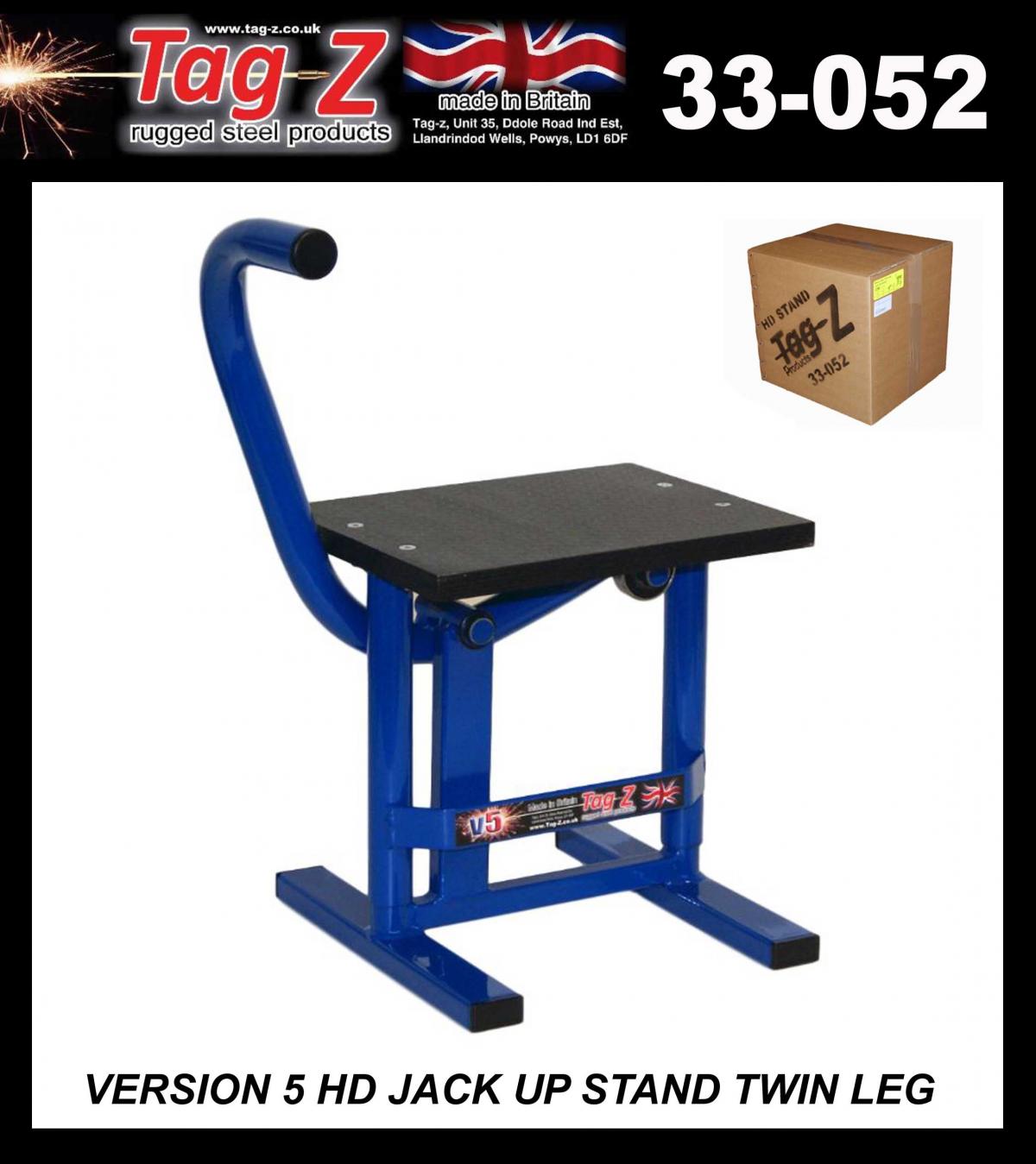 HD JACK-UP-STAND TWIN LEG v5, MX & ENDURO 125>625CC BIKES, LARGE STAND 440mm HIGH MX