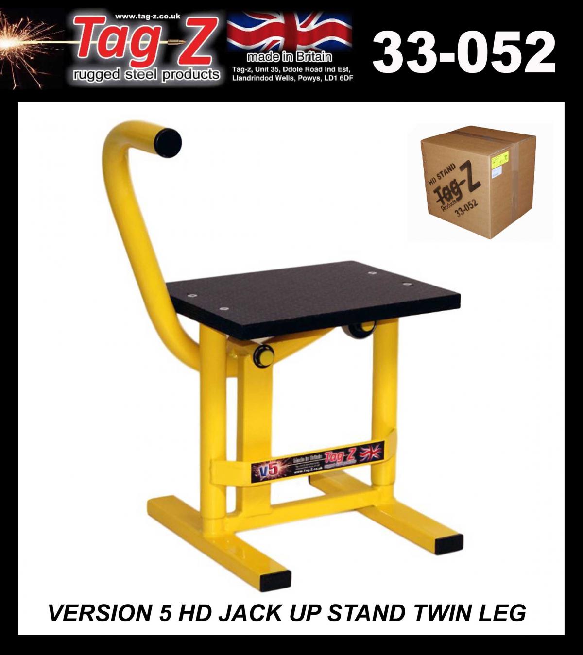 HD JACK-UP-STAND TWIN LEG v5, MX & ENDURO 125>625CC BIKES, LARGE STAND 440mm HIGH MX