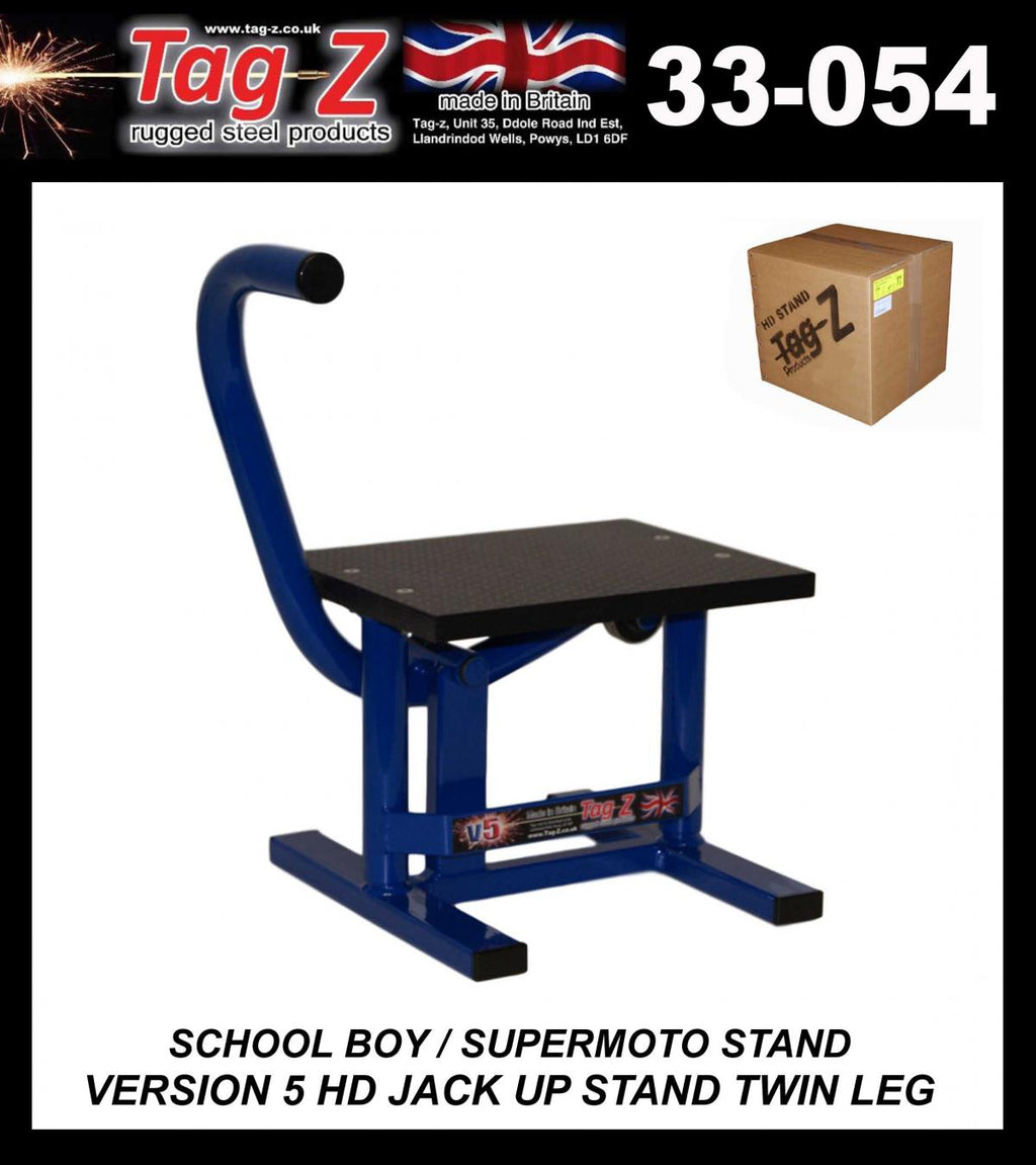 HD JACK-UP-STAND TWIN LEG v5, SCHOOL BOY / SUPER MOTO STAND, MEDIUM STAND 350mm HIGH