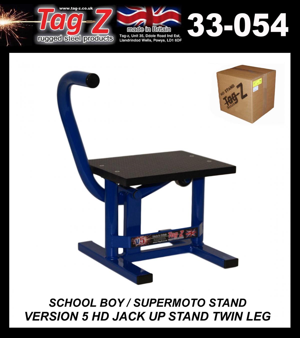 HD JACK-UP-STAND TWIN LEG v5, SCHOOL BOY / SUPER MOTO STAND, MEDIUM STAND 350mm HIGH
