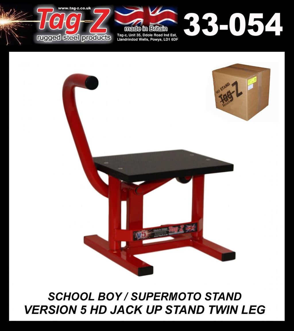 HD JACK-UP-STAND TWIN LEG v5, SCHOOL BOY / SUPER MOTO STAND, MEDIUM STAND 350mm HIGH
