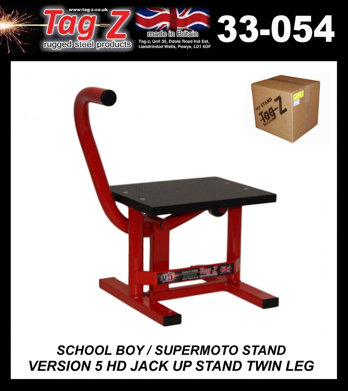 HD JACK-UP-STAND TWIN LEG v5, SCHOOL BOY / SUPER MOTO STAND, MEDIUM STAND 350mm HIGH